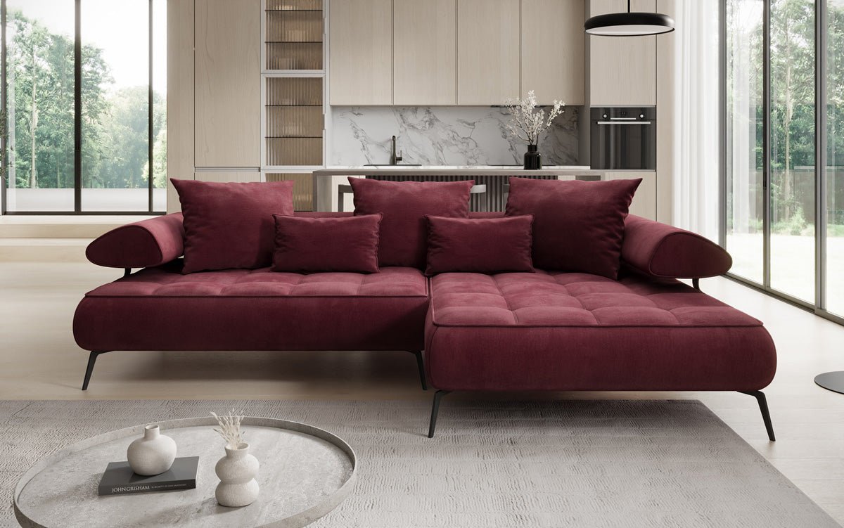 Designer Sofa Sydney L II velvet with electric sleeping function