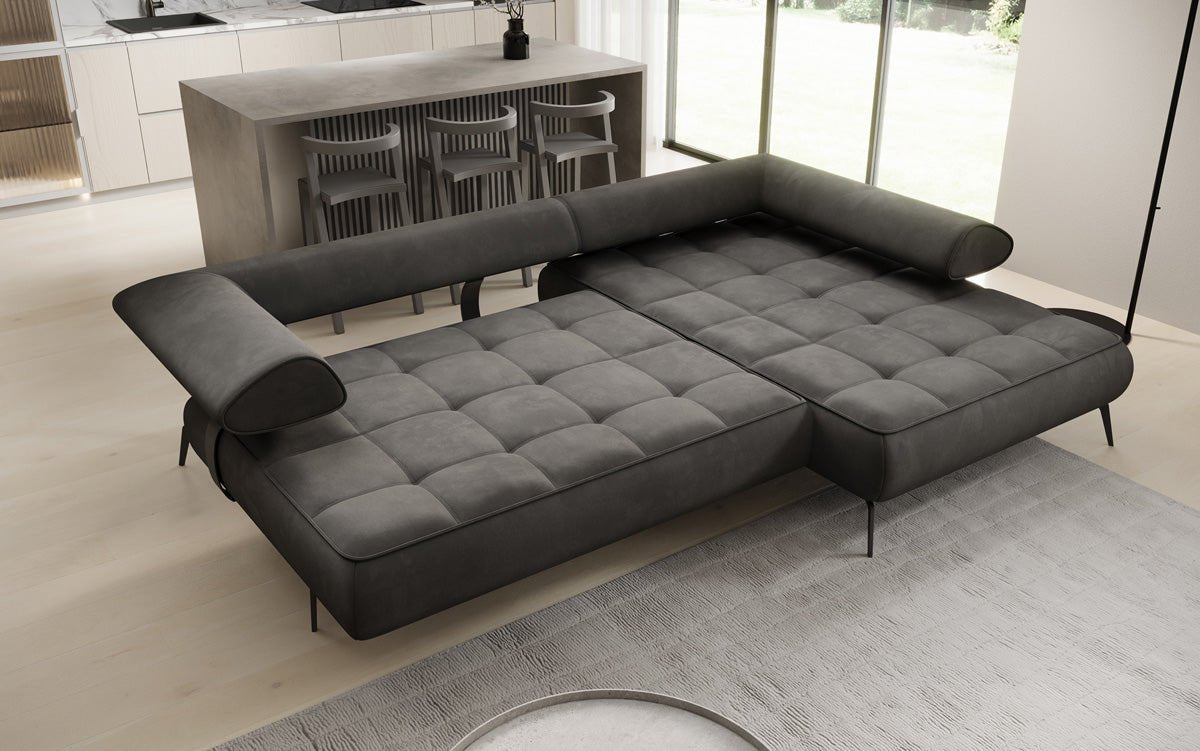 Designer Sofa Sydney L II velvet with electric sleeping function