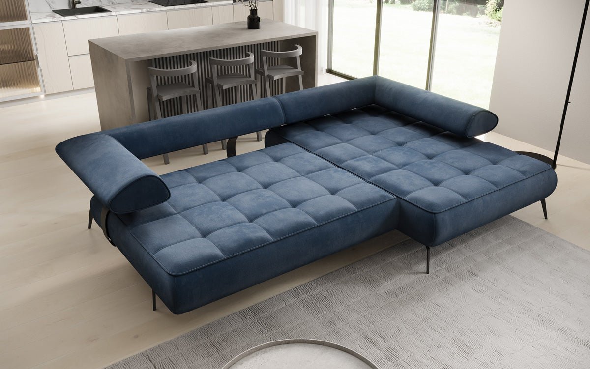Designer Sofa Sydney L II velvet with electric sleeping function
