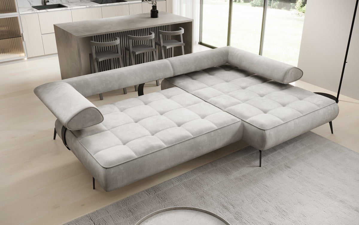 Designer Sofa Sydney L II velvet with electric sleeping function