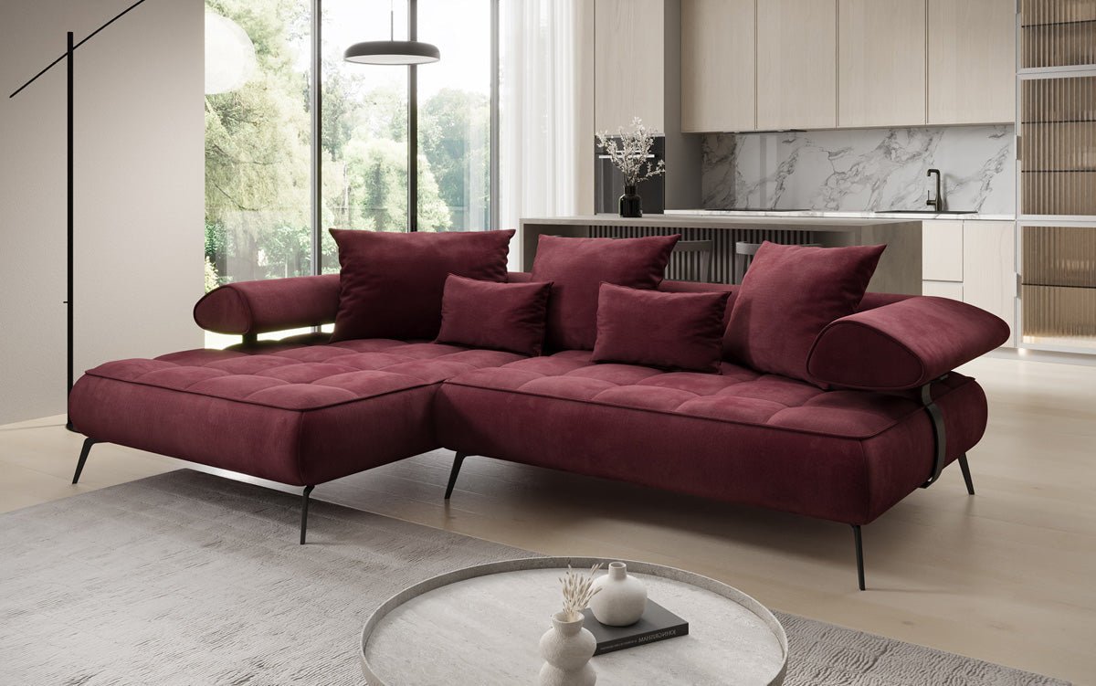 Designer Sofa Sydney L II velvet with electric sleeping function