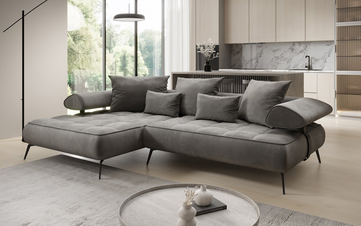 Designer Sofa Sydney L II velvet with electric sleeping function