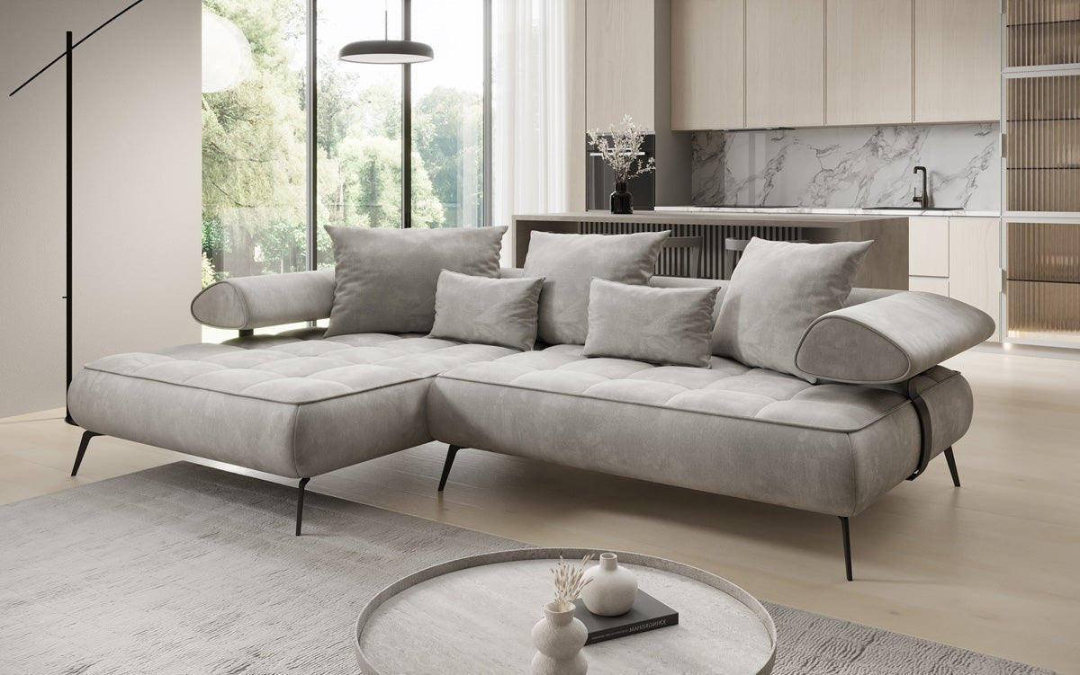 Designer Sofa Sydney L II Samt mit elektrischer Schlaffunktion