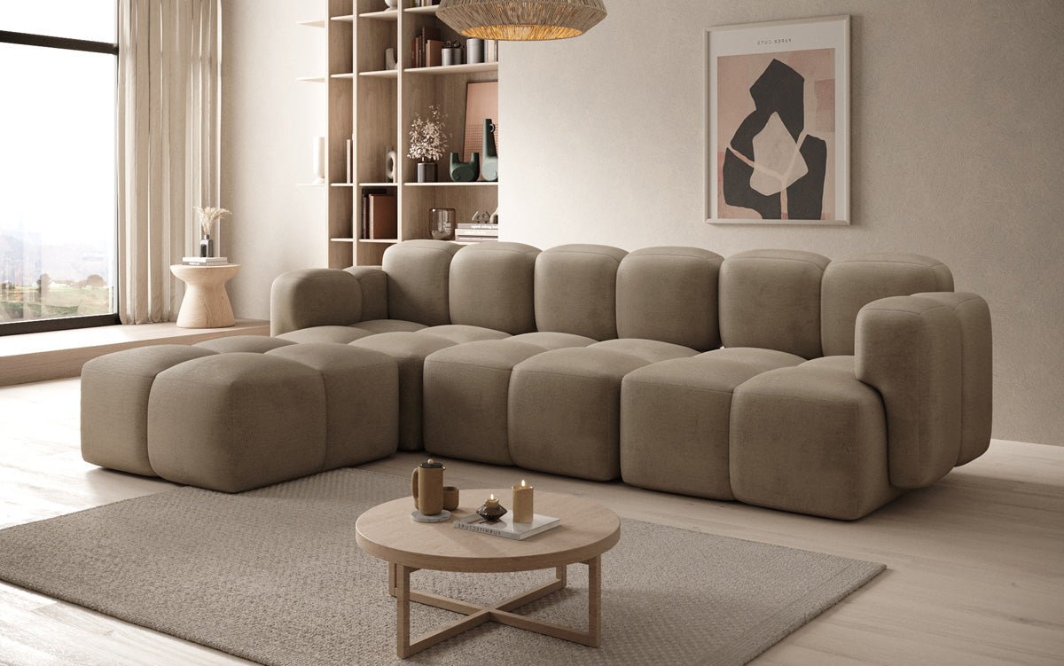 Designer L-shaped Sofa Celly in Velvet