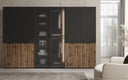 Moduro Serin – Dreimoduliger Design-Kleiderschrank mit Holz- und Strukturglasfront