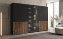 Moduro Serin – Dreimoduliger Design-Kleiderschrank mit Holz- und Strukturglasfront