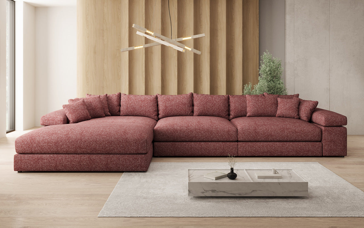 Designer Ecksofa Bernardo Maxi mit breiter Ottomane in Strukturstoff