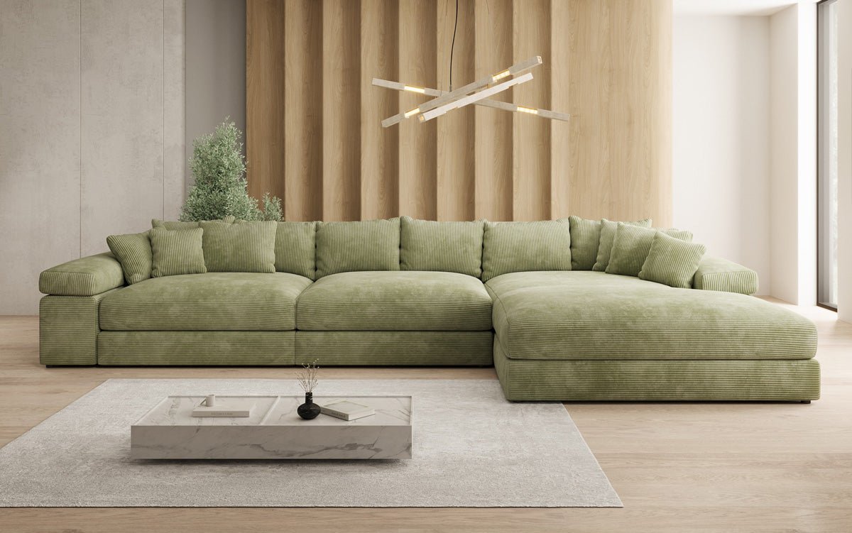 Designer Sofa Bernardo L Maxi with Wide Ottoman in Corduroy