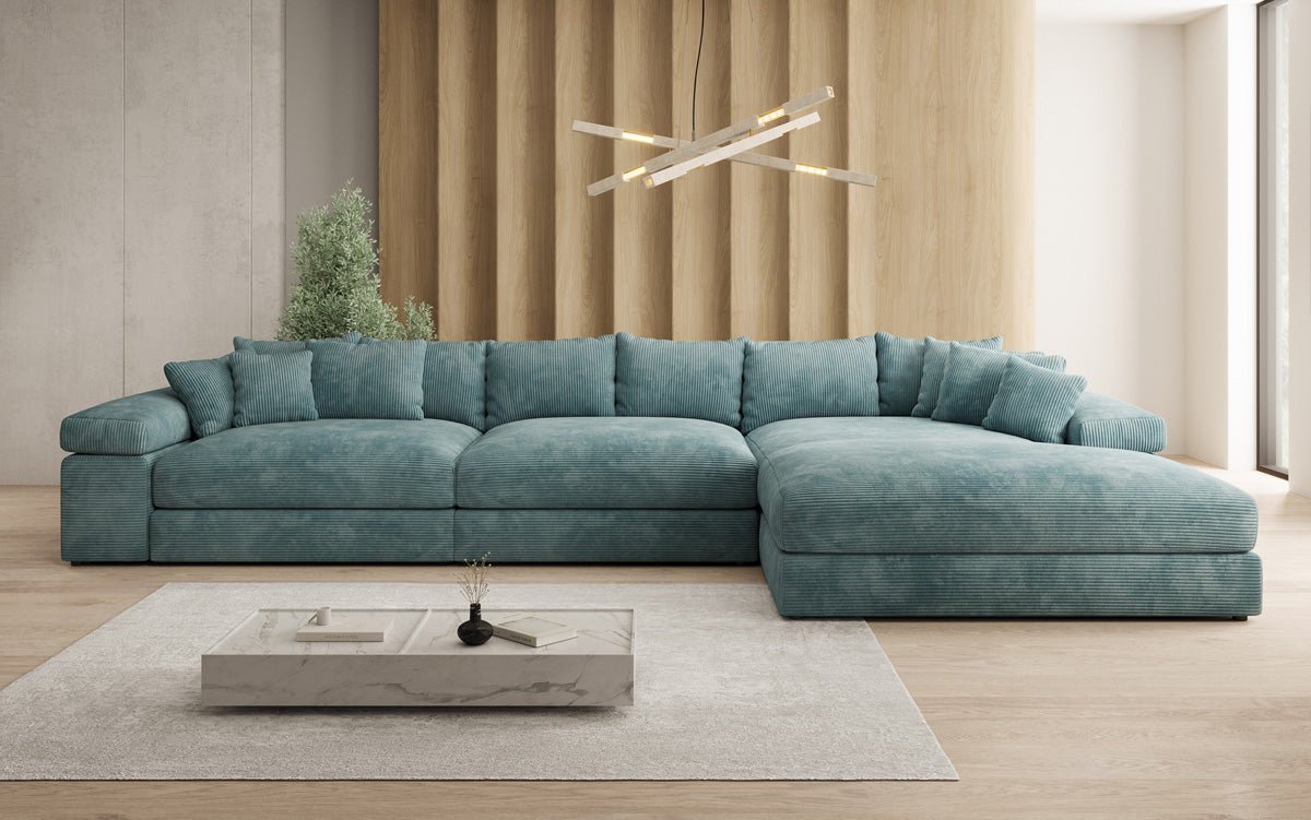 Designer Sofa Bernardo L Maxi with Wide Ottoman in Corduroy