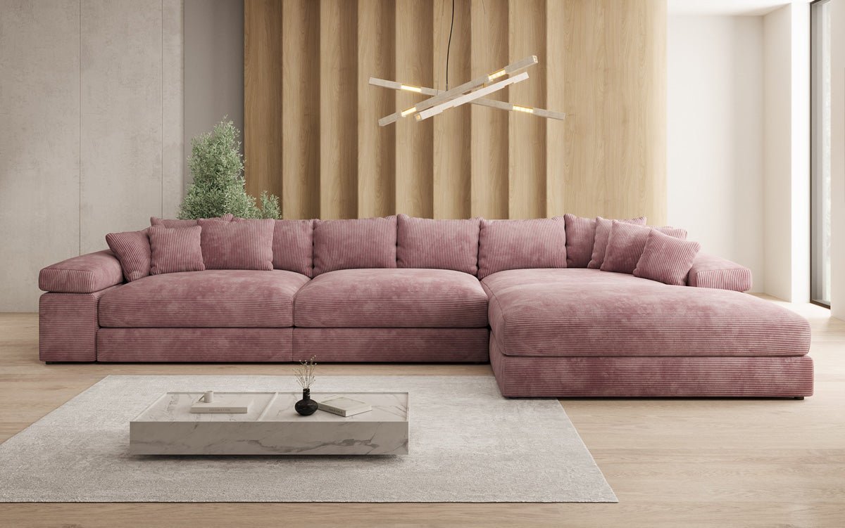 Designer Sofa Bernardo L Maxi with Wide Ottoman in Corduroy