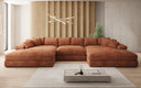 Designer Sofa Bernardo U with wide ottoman in Corduroy