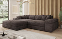 Designer corner sofa Bernardo with wide ottoman in Corduroy