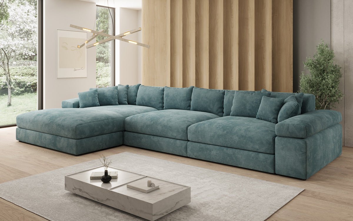 Designer Sofa Bernardo L Maxi with Wide Ottoman in Corduroy