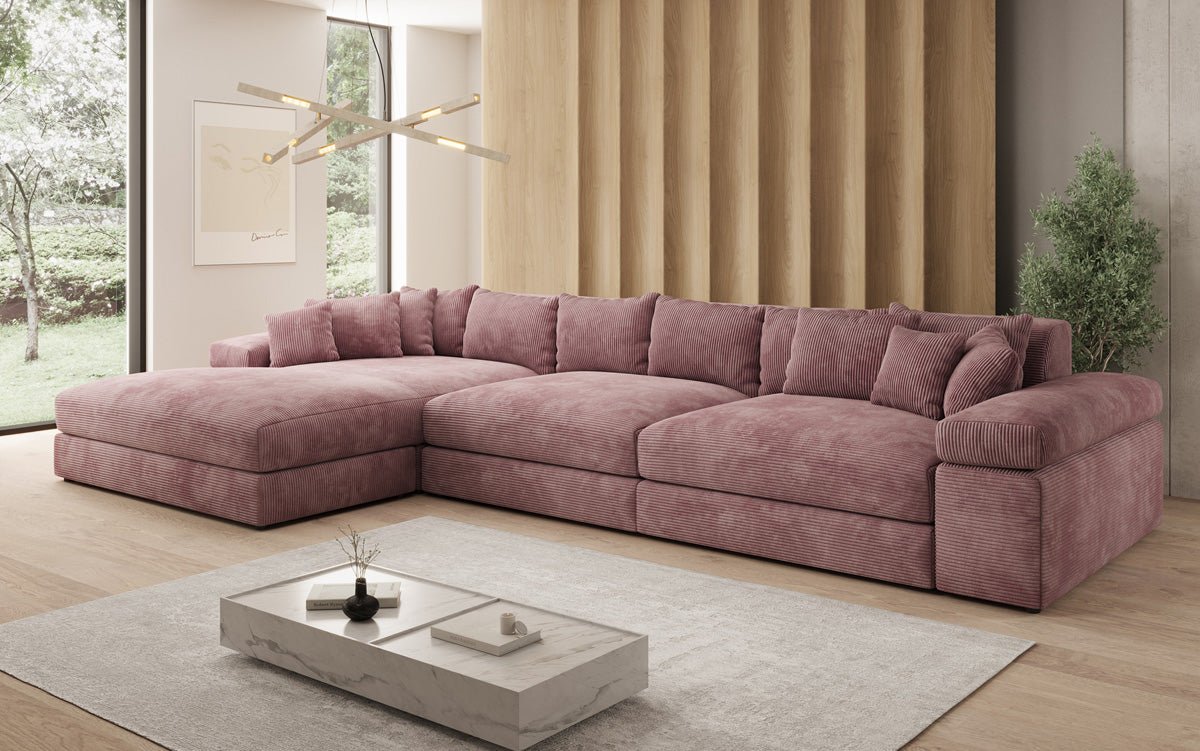 Designer Sofa Bernardo L Maxi with Wide Ottoman in Corduroy