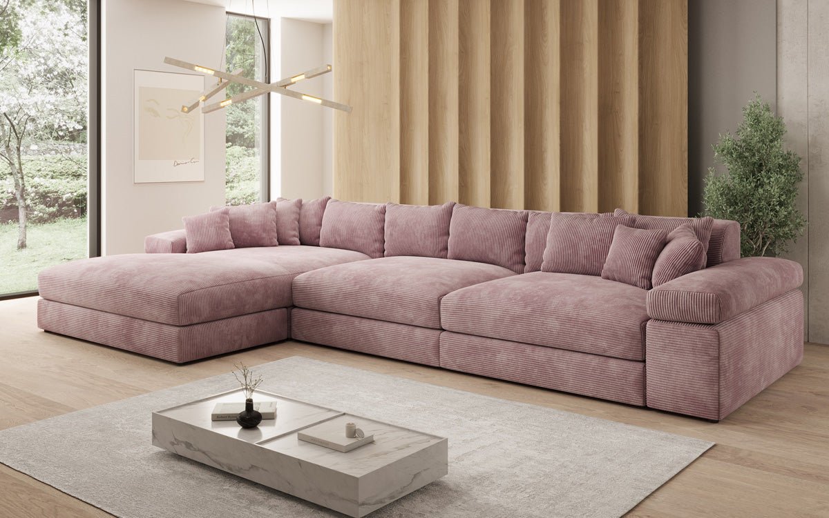 Designer Sofa Bernardo L Maxi with Wide Ottoman in Corduroy