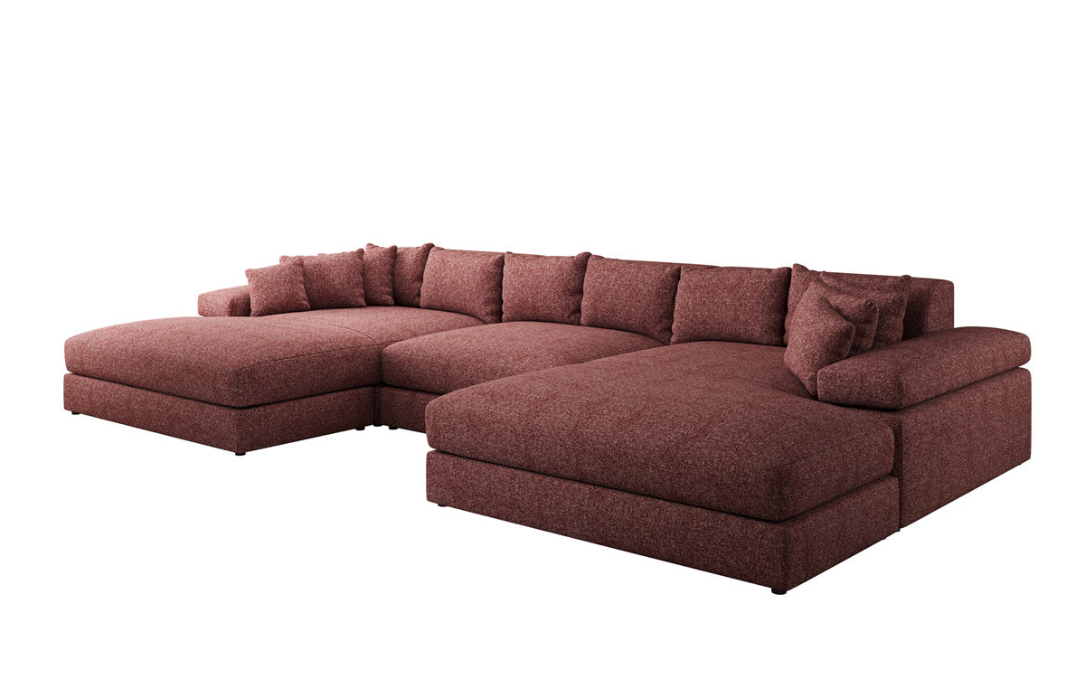Designer Sofa Bernardo U with Wide Ottoman in Textured Fabric