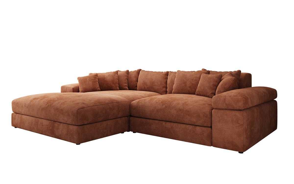 Designer Sofa Bernardo with wide Ottoman in Corduroy
