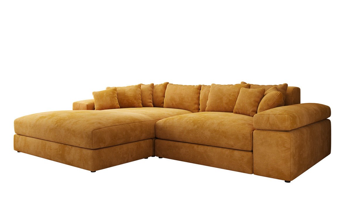 Designer Sofa Bernardo with wide Ottoman in Corduroy