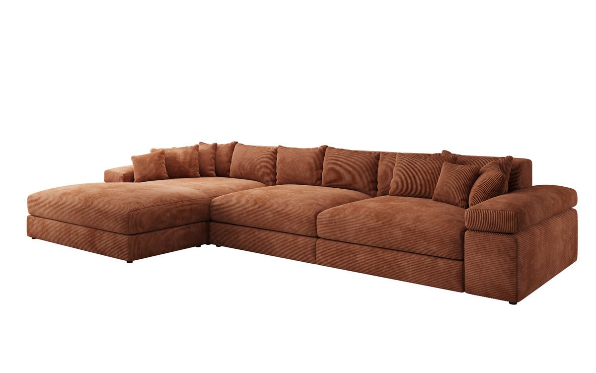 Designer Sofa Bernardo L Maxi with Wide Ottoman in Corduroy