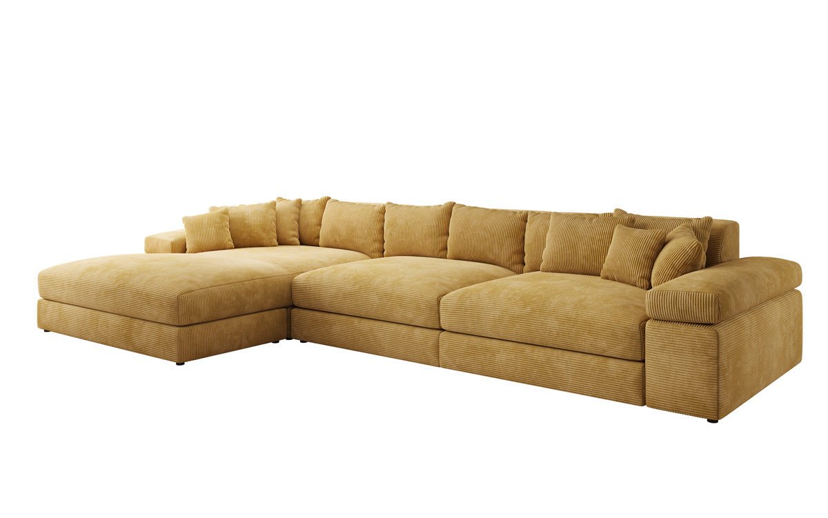 Designer Sofa Bernardo L Maxi with Wide Ottoman in Corduroy