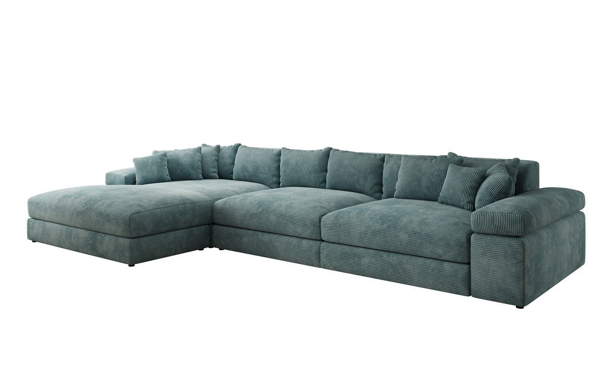 Designer Sofa Bernardo L Maxi with Wide Ottoman in Corduroy