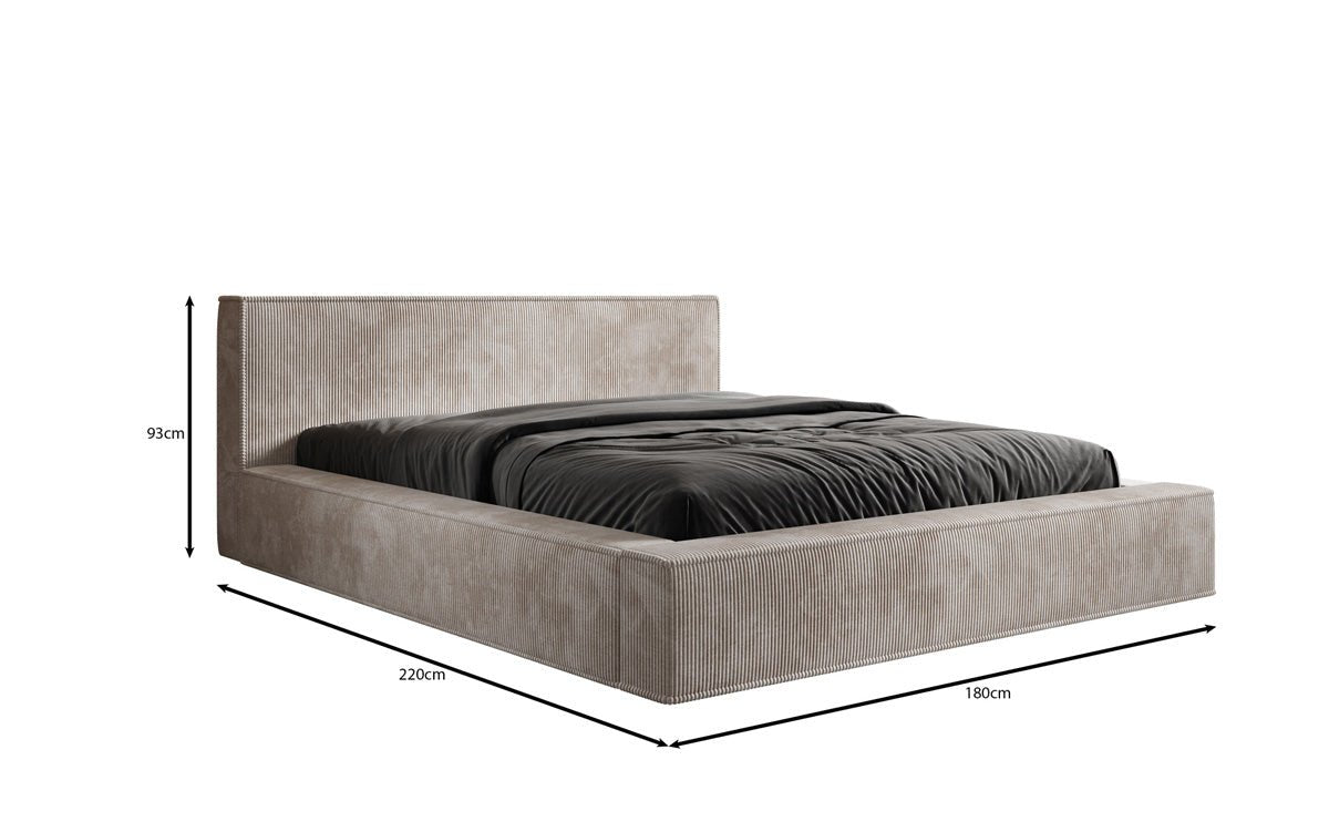 Designer Upholstered Bed Harmon in Corduroy with Storage