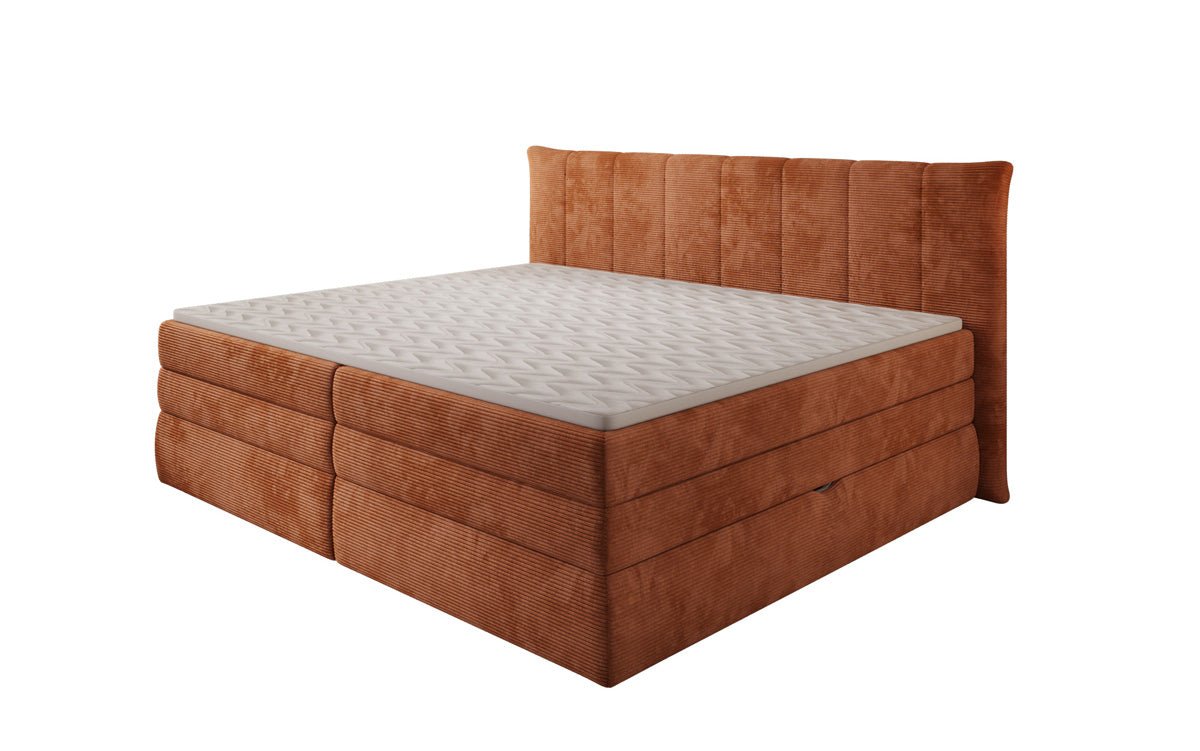 Familien Boxspringbett Stella in 220/240x200 mit Stauraum in Cord