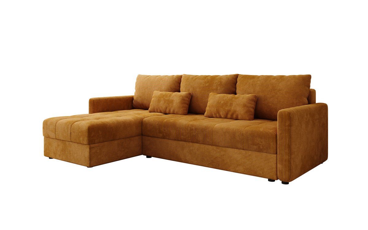 Designer sofa Roma in corduroy with sleeping and folding function