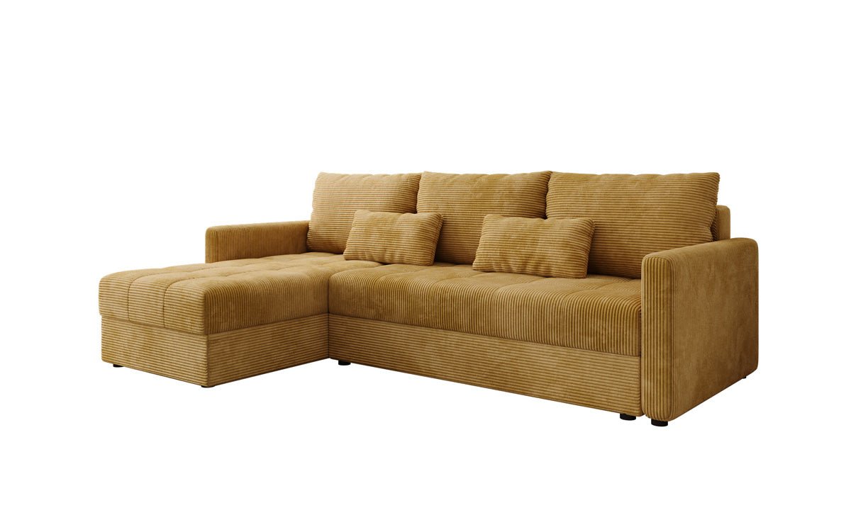 Designer sofa Roma in corduroy with sleeping and folding function