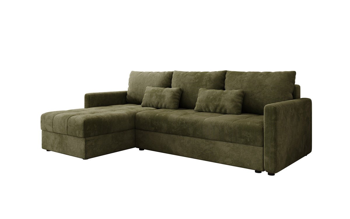 Designer sofa Roma in corduroy with sleeping and folding function