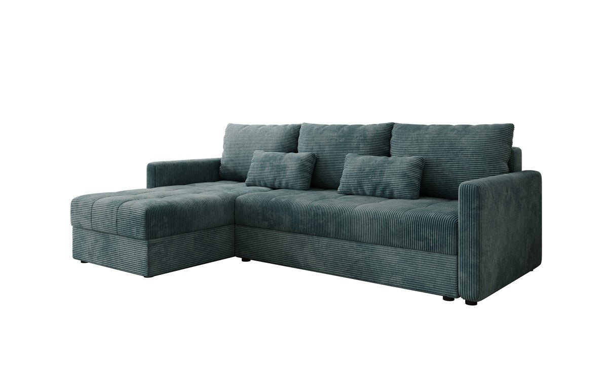 Designer sofa Roma in corduroy with sleeping and folding function