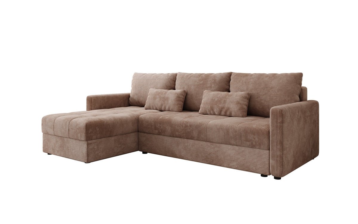Designer sofa Roma in corduroy with sleeping and folding function