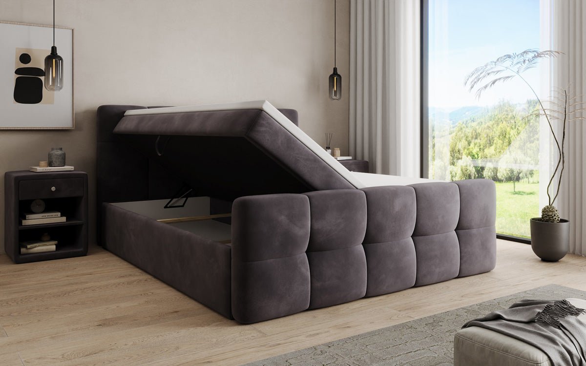 Boxspringbett Cozy Samt mit Stauraum