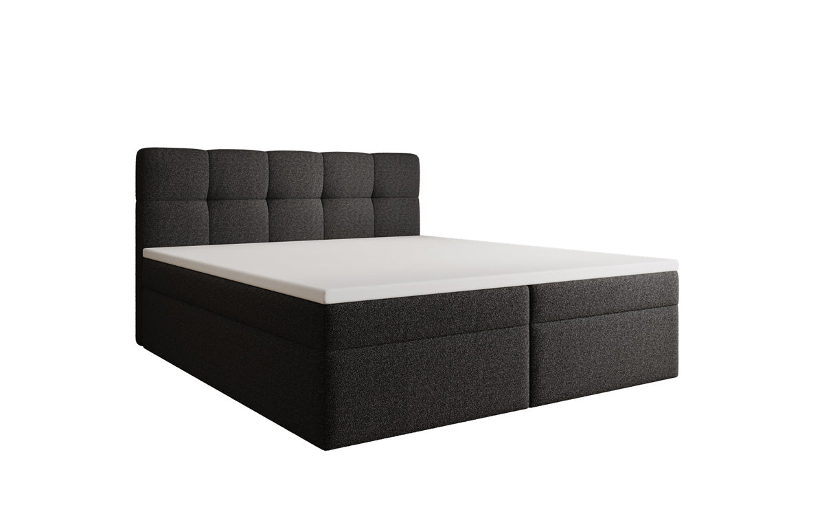 Box spring bed Cozy II in teddy boucle with storage space