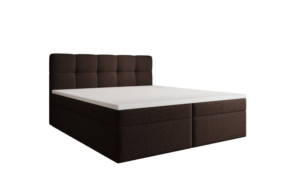 Box spring bed Cozy II in teddy boucle with storage space