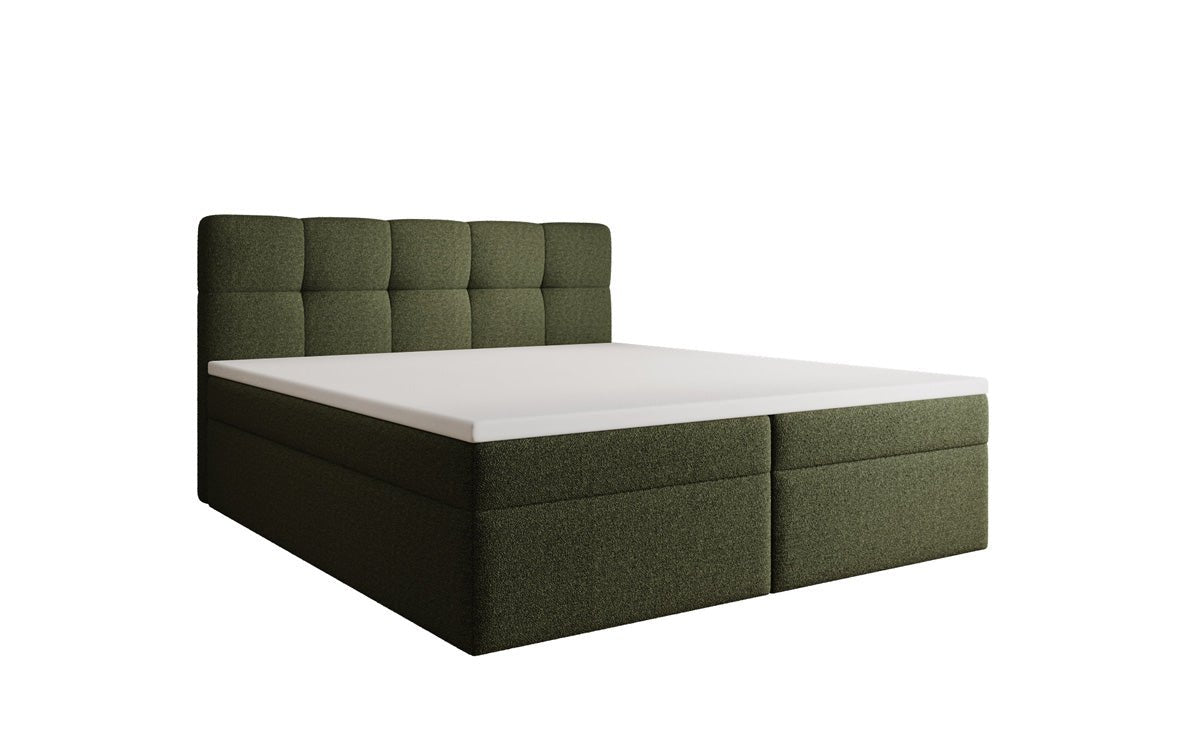 Box spring bed Cozy II in teddy boucle with storage space