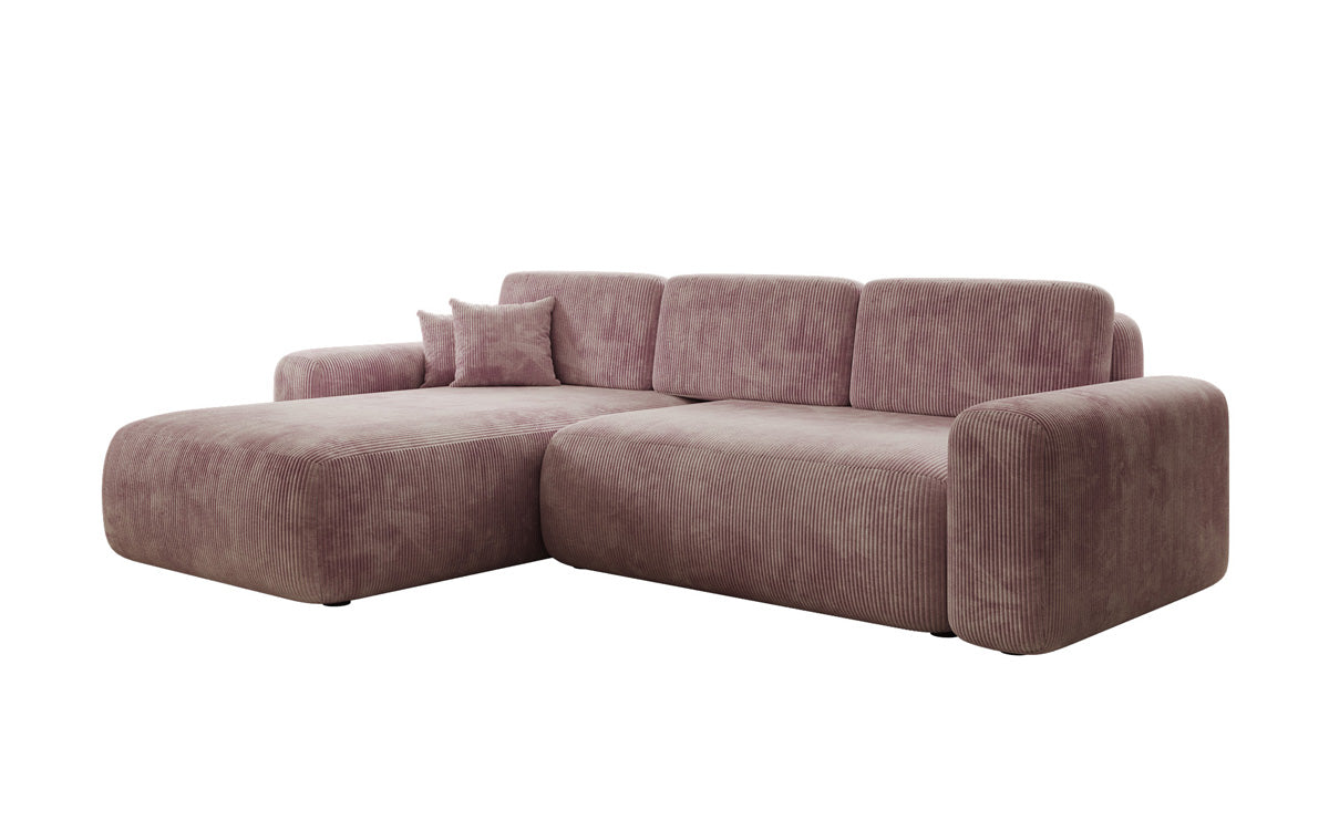 Designer corner sofa Lola with sleeping and folding function in Corduroy