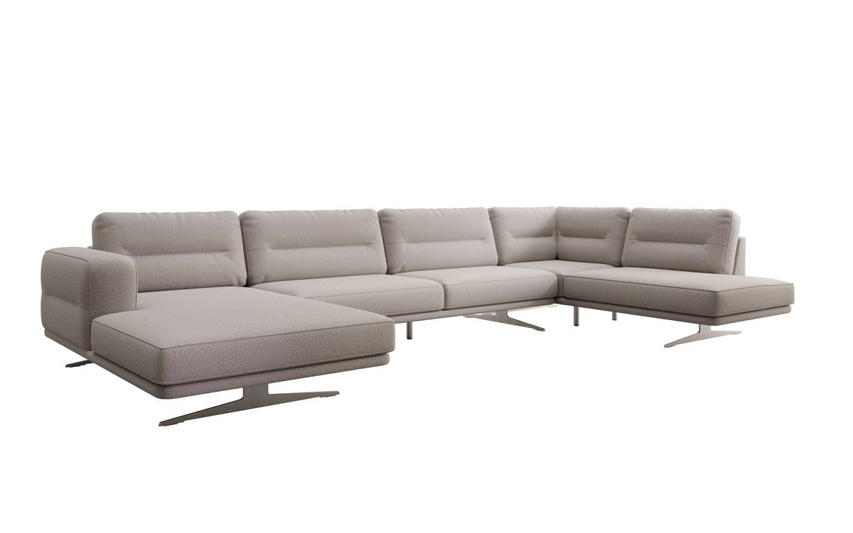 Designer U-Shaped Sectional Sofa Torino in Bouclé