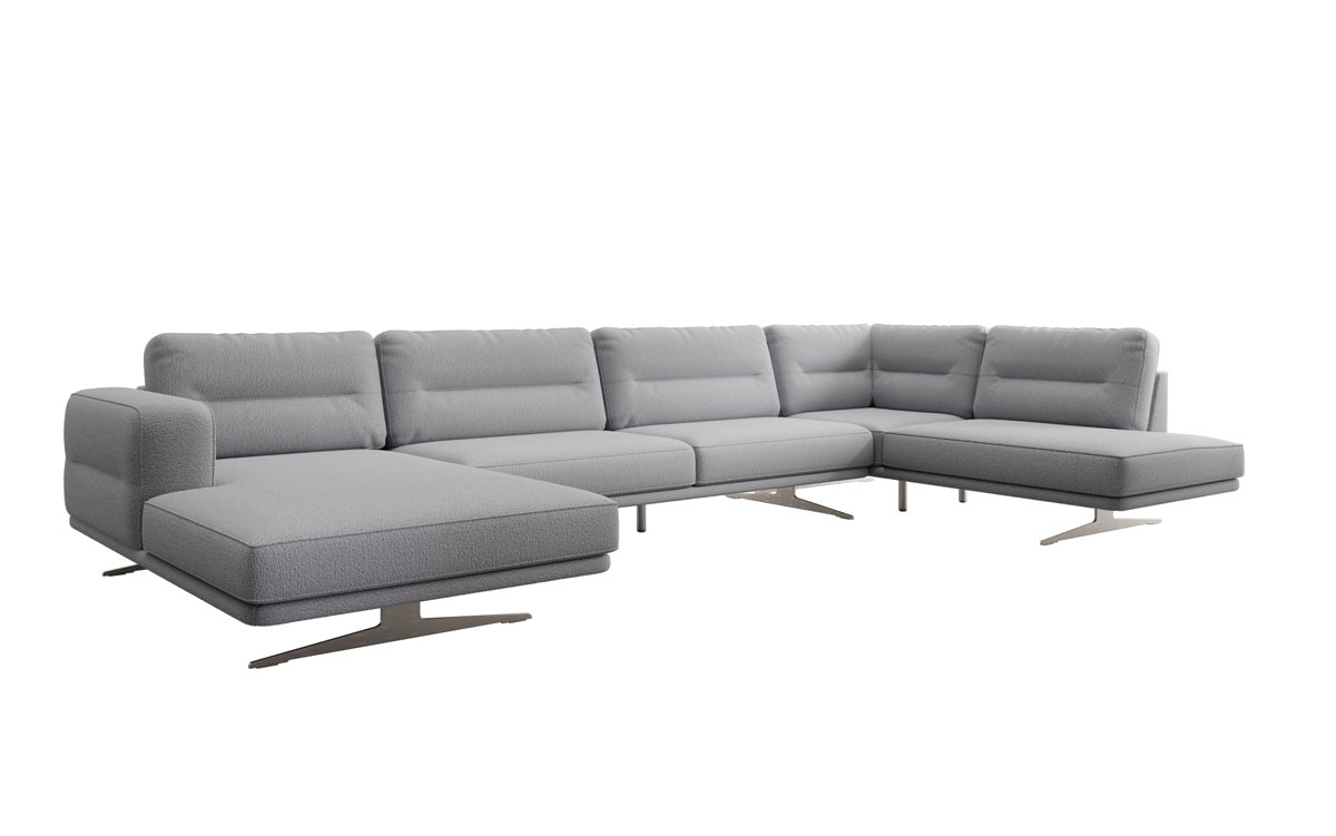 Designer U-Shaped Sectional Sofa Torino in Bouclé
