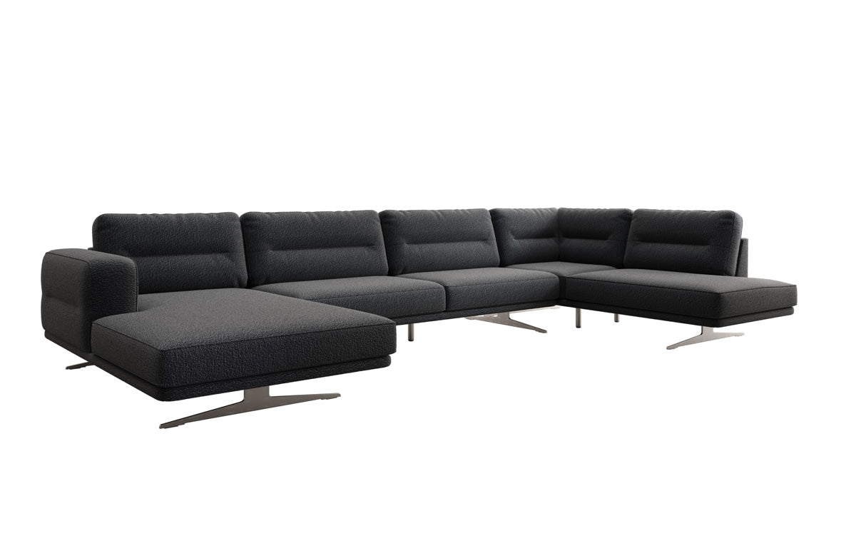 Designer U-Shaped Sectional Sofa Torino in Bouclé