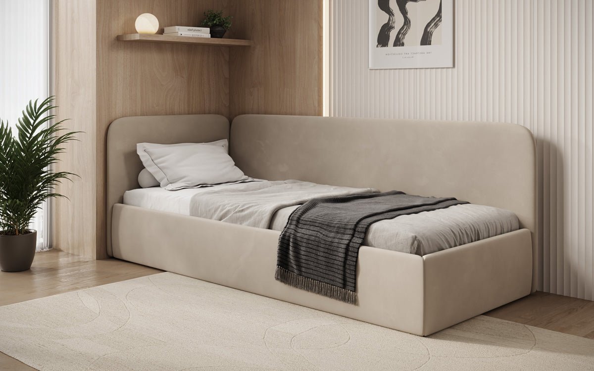 Designer Upholstered Bed/Guest Bed/Sofa Cleo with Storage