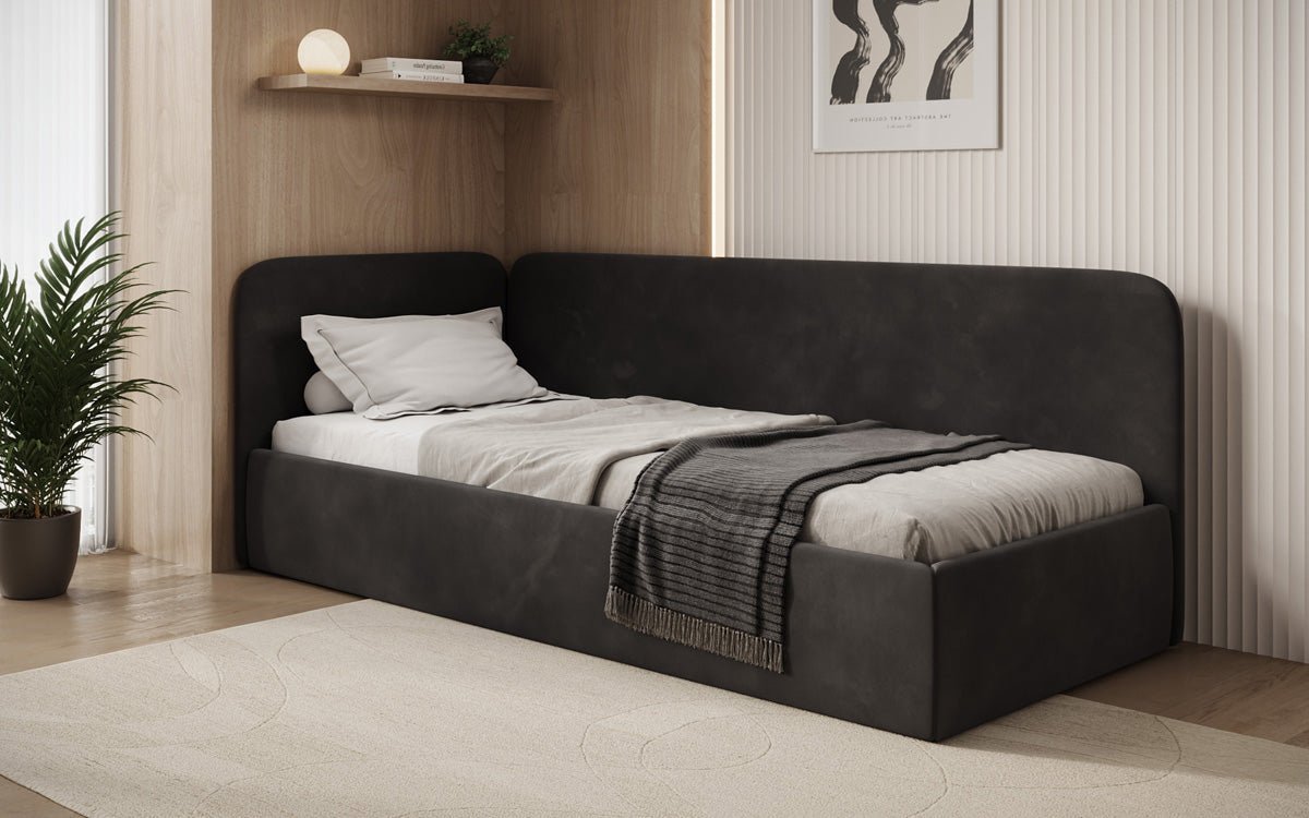 Designer Upholstered Bed/Guest Bed/Sofa Cleo with Storage