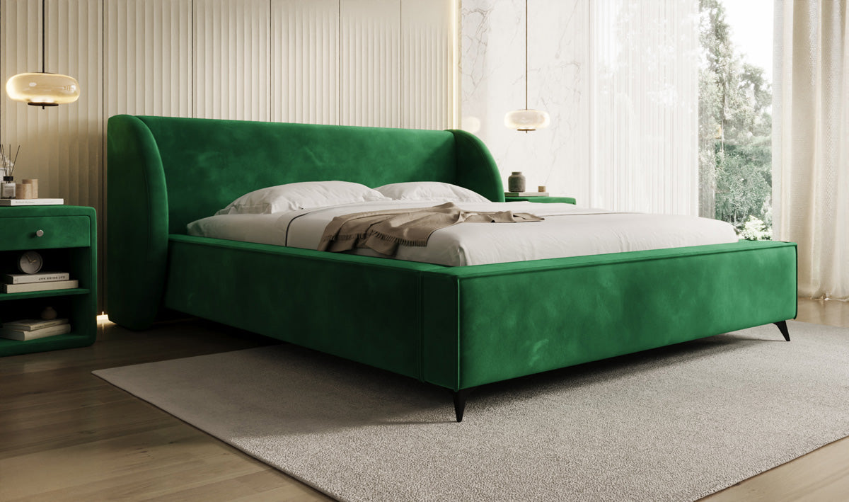 Designer Polsterbett Freya in Samt mit Stauraum