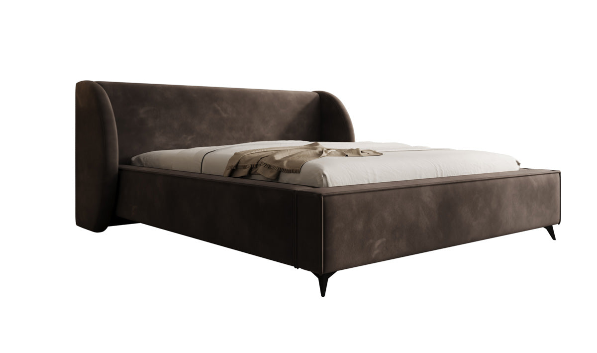 Designer Polsterbett Freya in Samt mit Stauraum