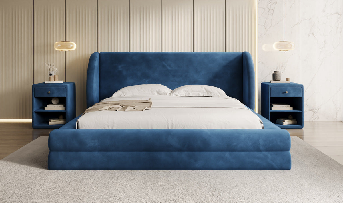 Designer Polsterbett Liv in Samt mit Stauraum