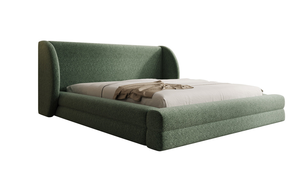 Designer Upholstered Bed Liv in Textured Fabric with Storage