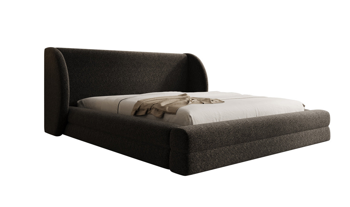 Designer Upholstered Bed Liv in Textured Fabric with Storage