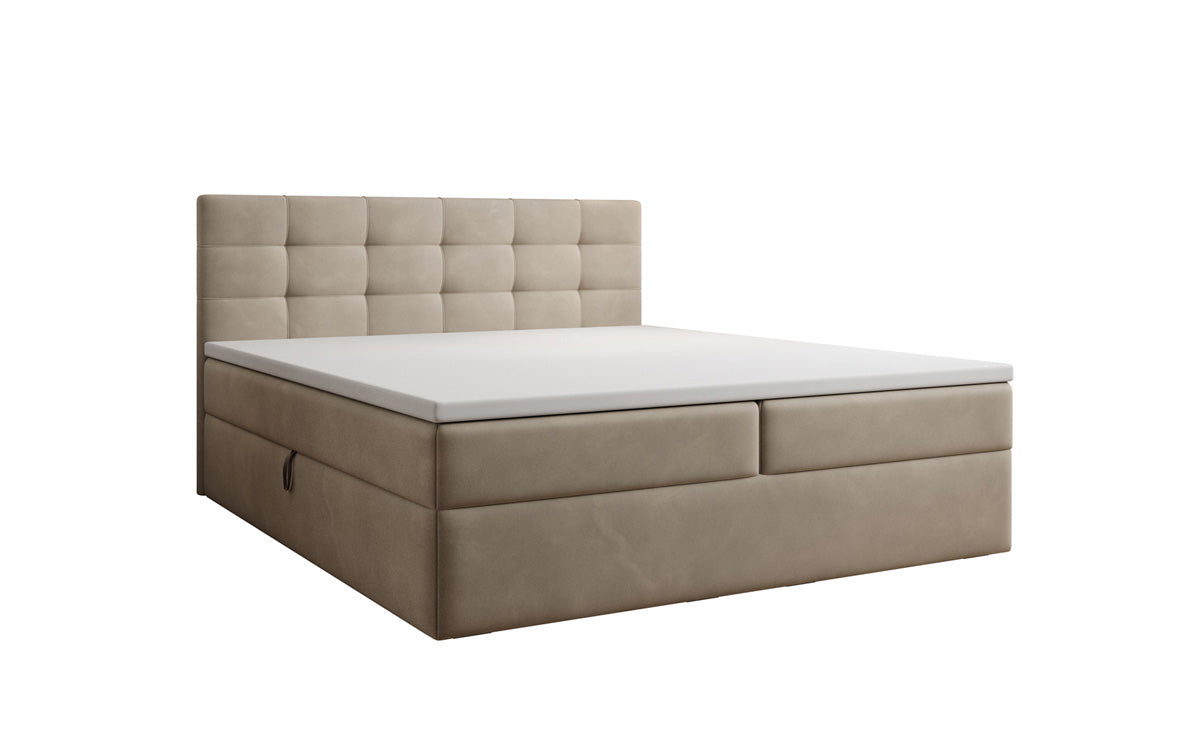 Lux velvet box spring bed with storage