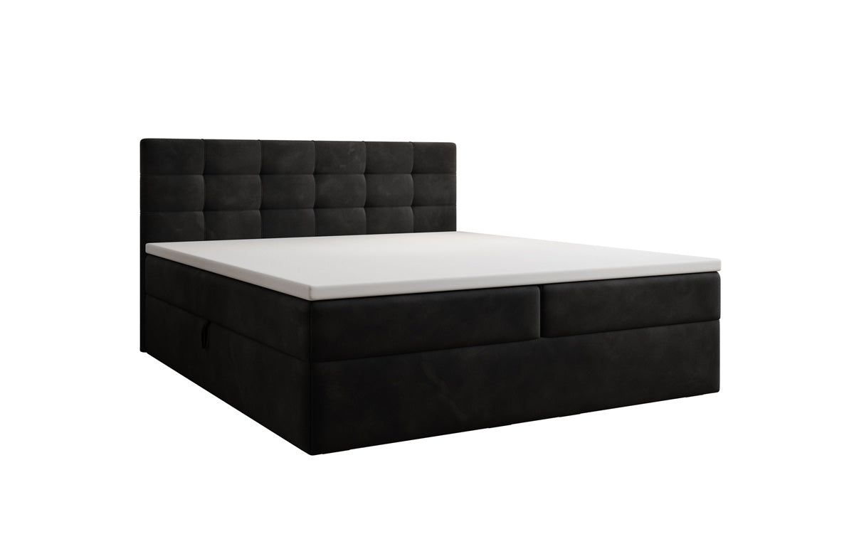 Lux velvet box spring bed with storage