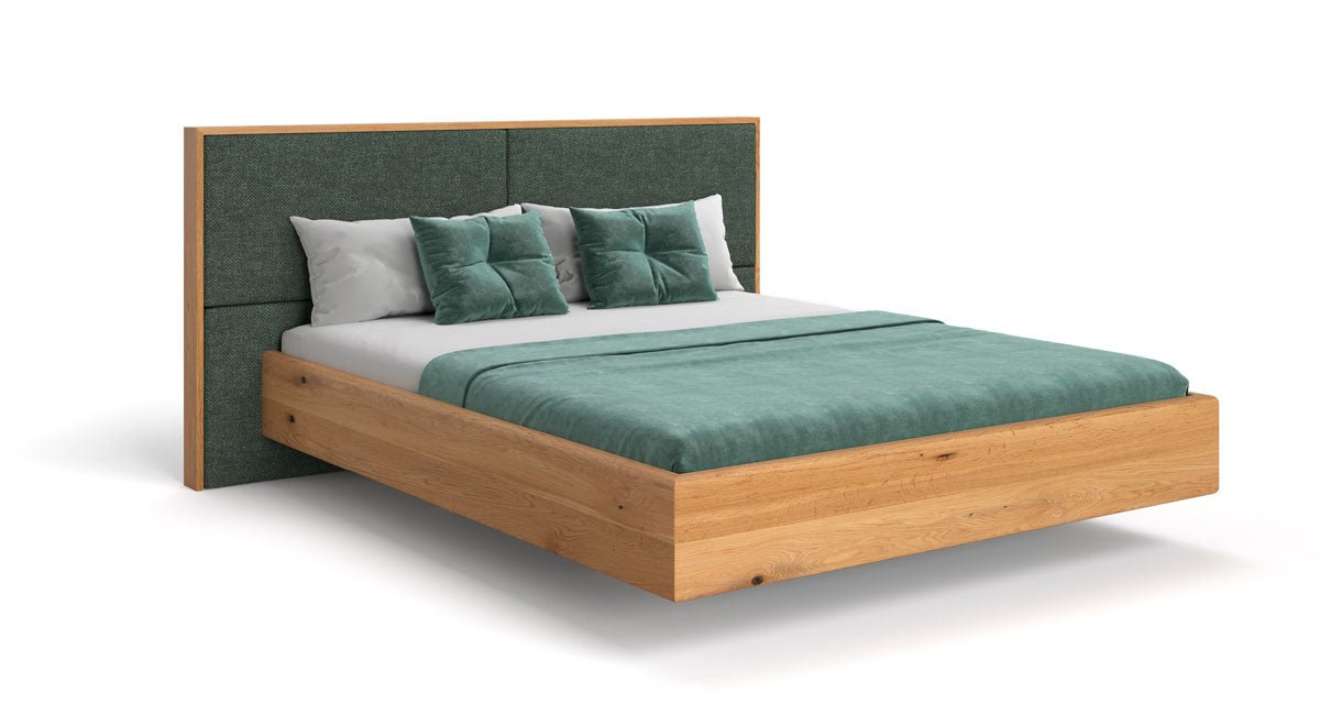 Designer wooden bed Valent made of solid oak in a floating appearance
